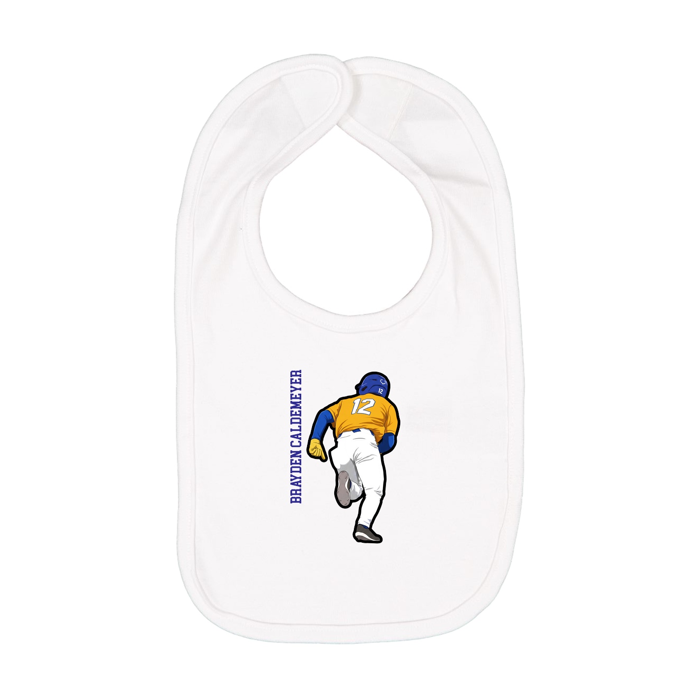 Infant Bib — Name Vertical in White
