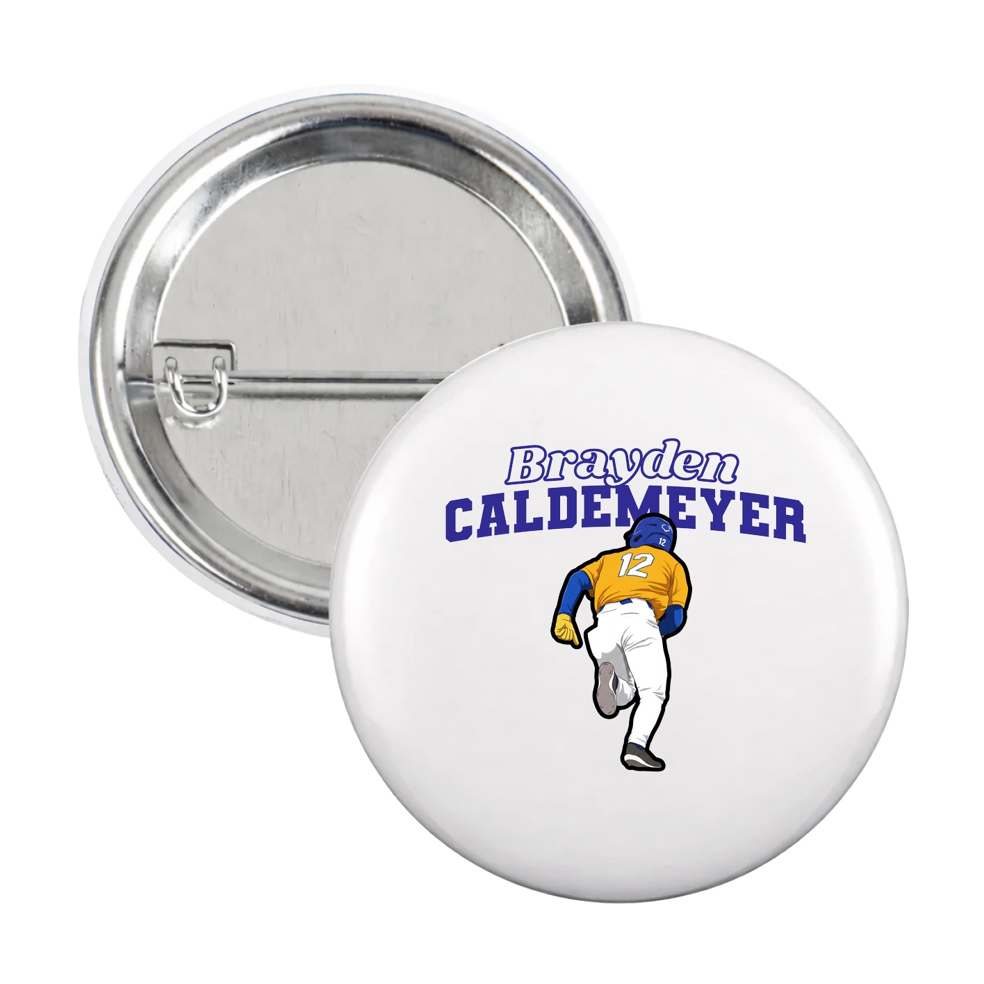 Game Day Button — Name Arch in White