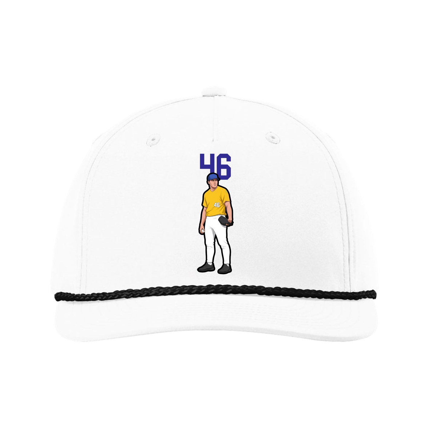 Five-Panel Classic Rope Cap — Number Top in White