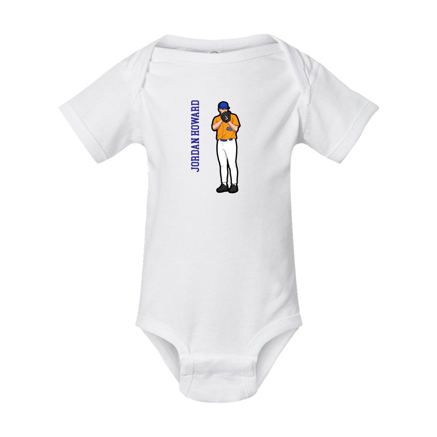 Baby Onesie — Name Vertical in White