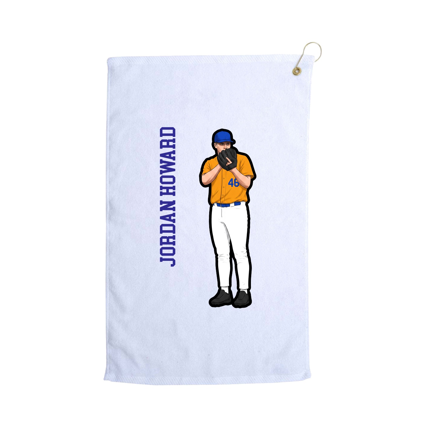 Golf Towel — Name Vertical in White