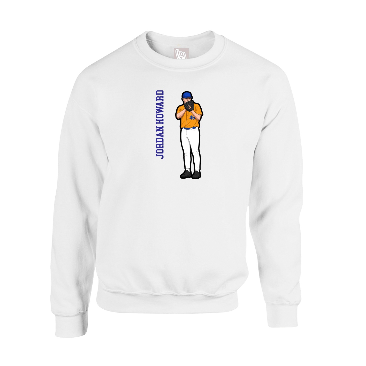 Fleece Crew — Name Vertical in White