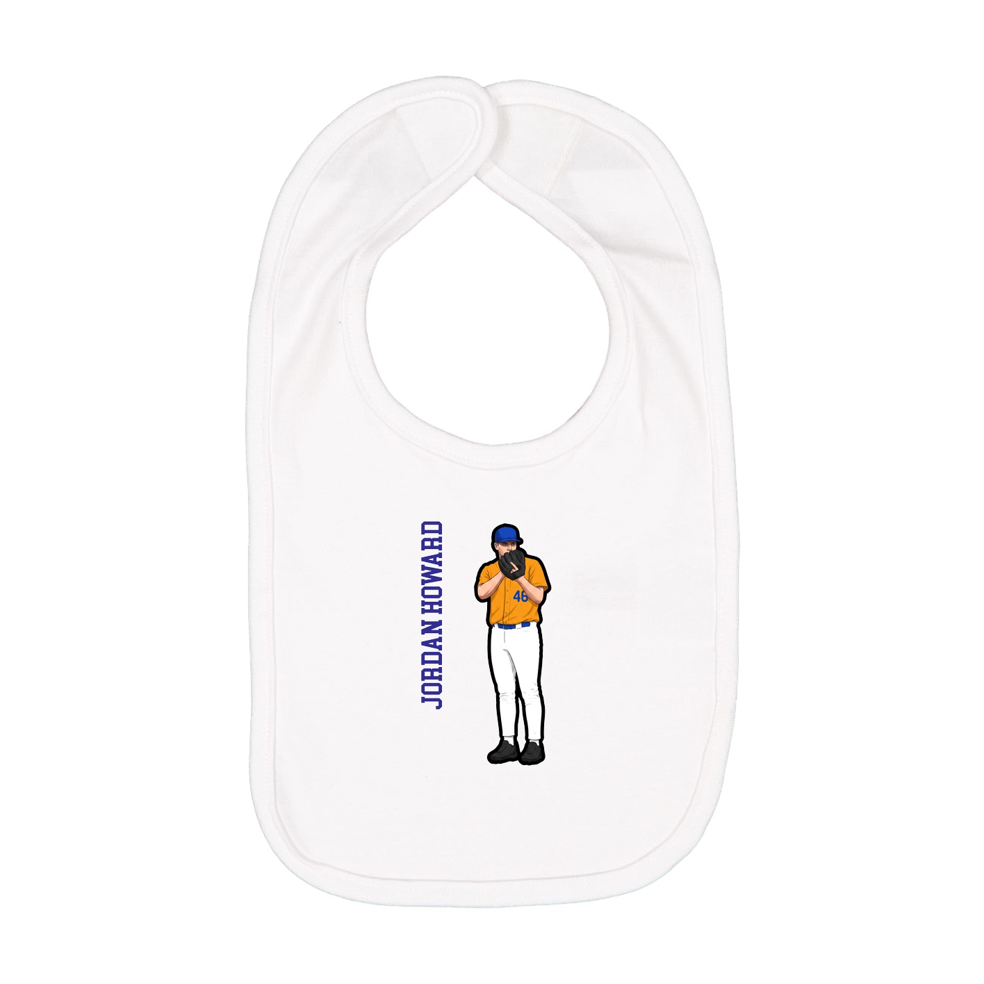 Infant Bib — Name Vertical in White