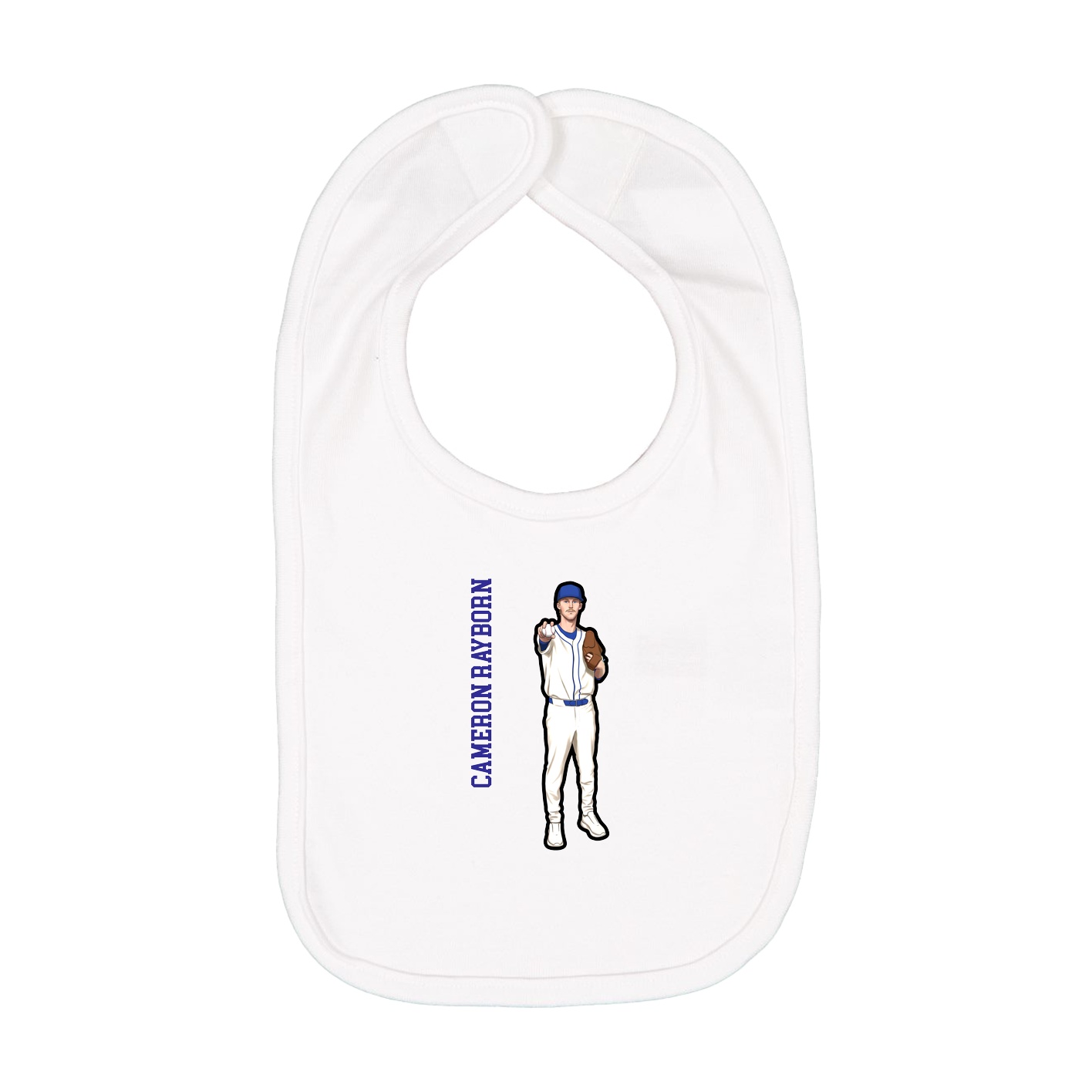 Infant Bib — Name Vertical in White