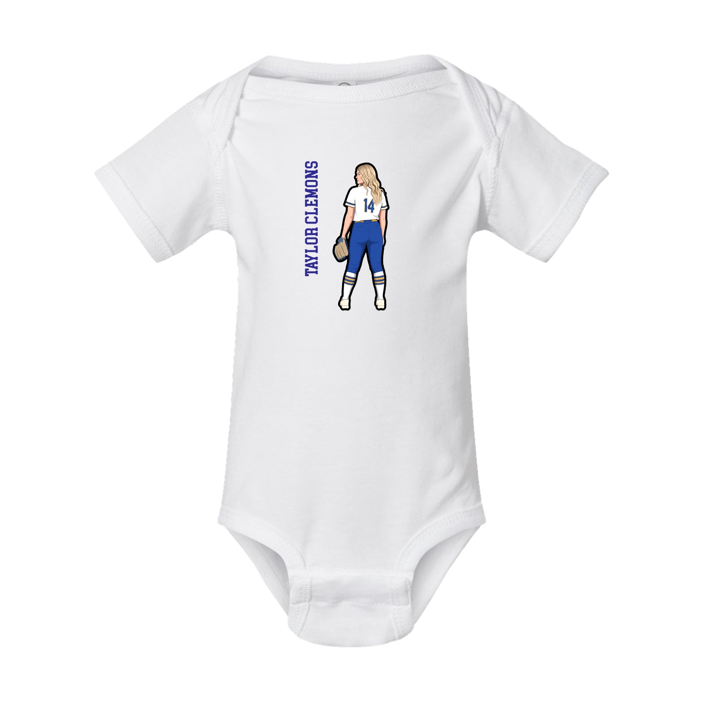 Baby Onesie — Name Vertical in White
