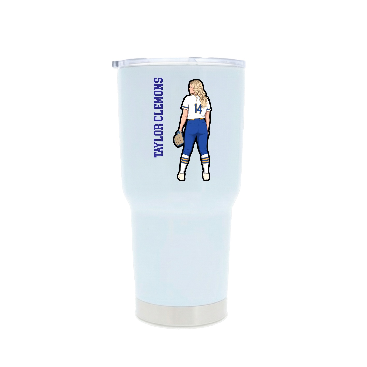 30oz Stainless Steel Tumbler — Name Vertical in White