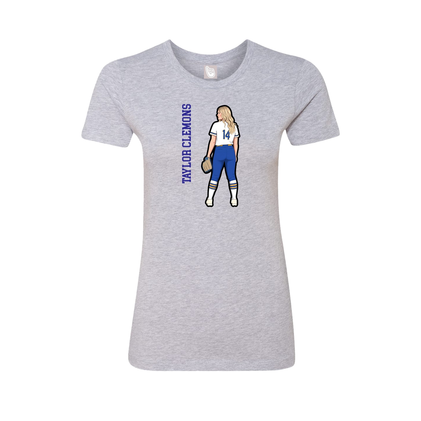 Fitted Women's Tee — Name Vertical in Grey