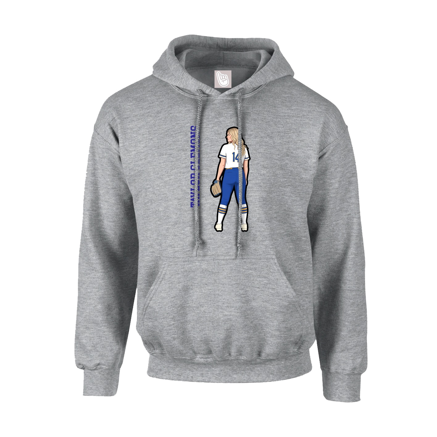 Youth Hoodie — Name Vertical in Grey