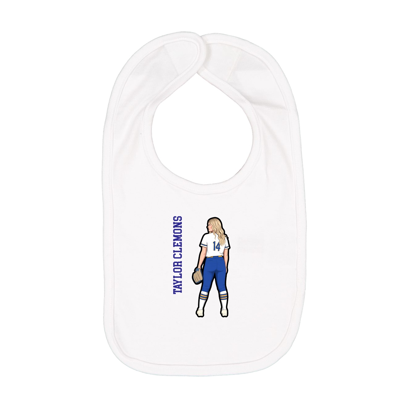 Infant Bib — Name Vertical in White