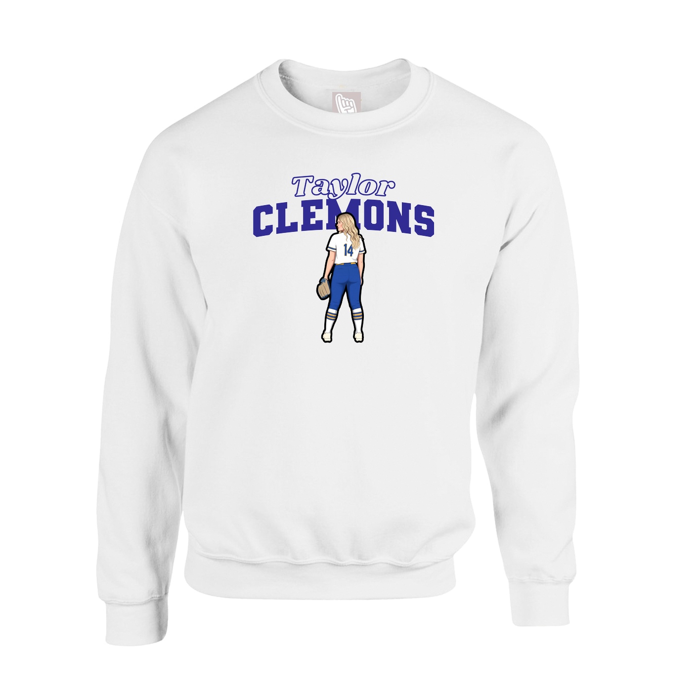 Fleece Crew — Name Arch in White