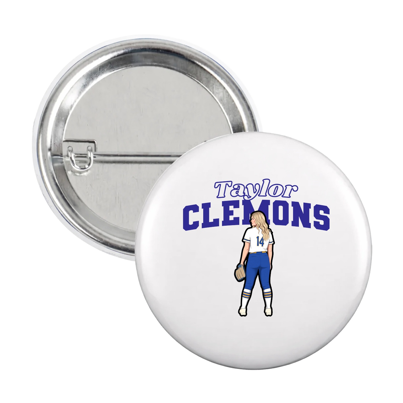 Game Day Button — Name Arch in White