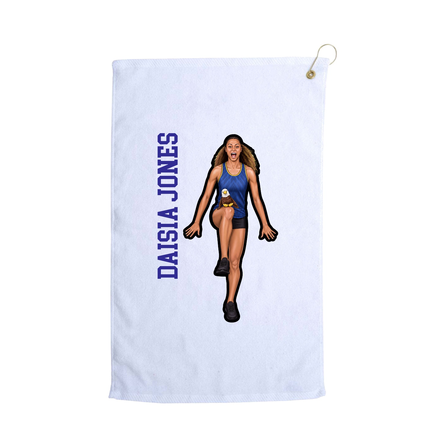 Golf Towel — Name Vertical in White