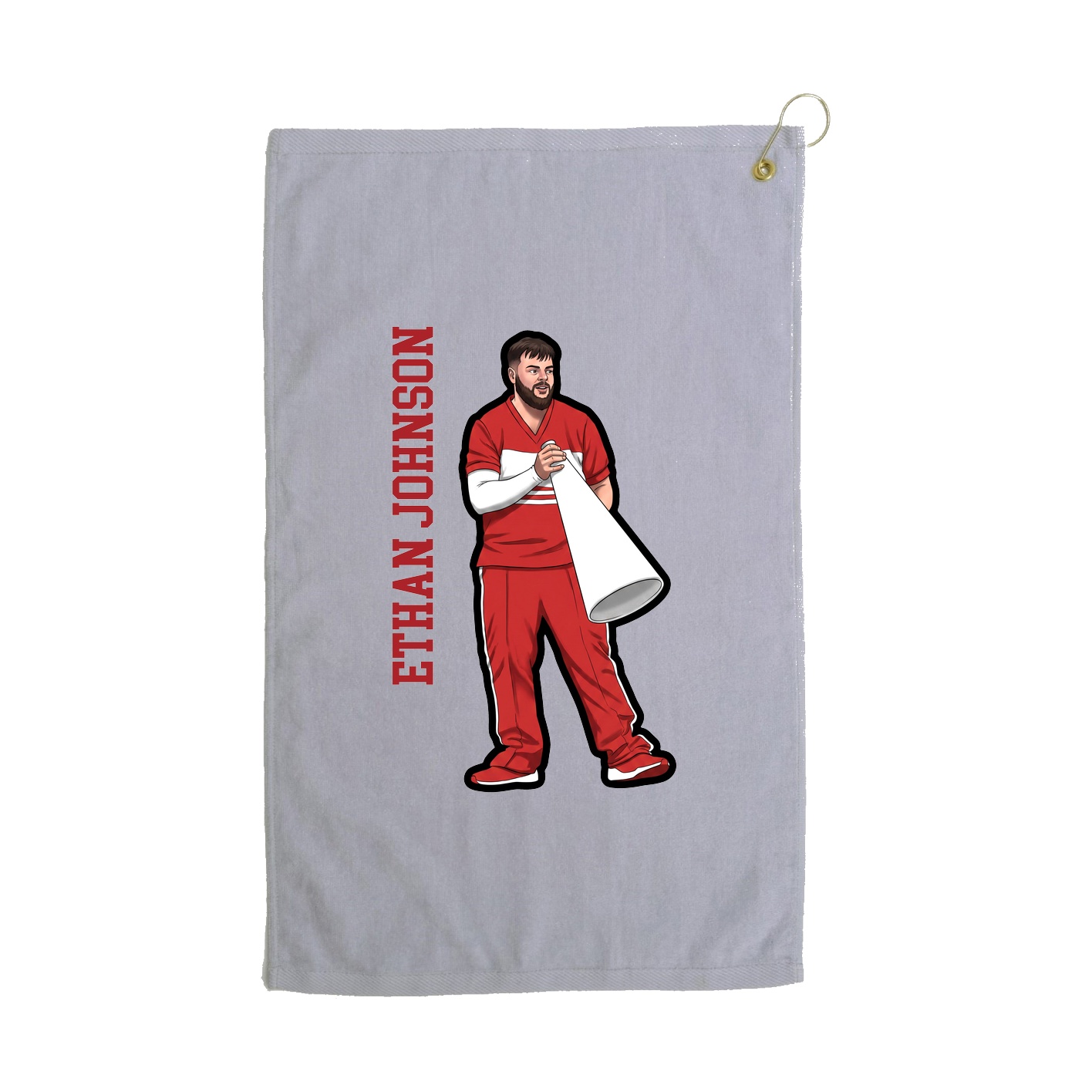 Golf Towel — Name Vertical in Grey