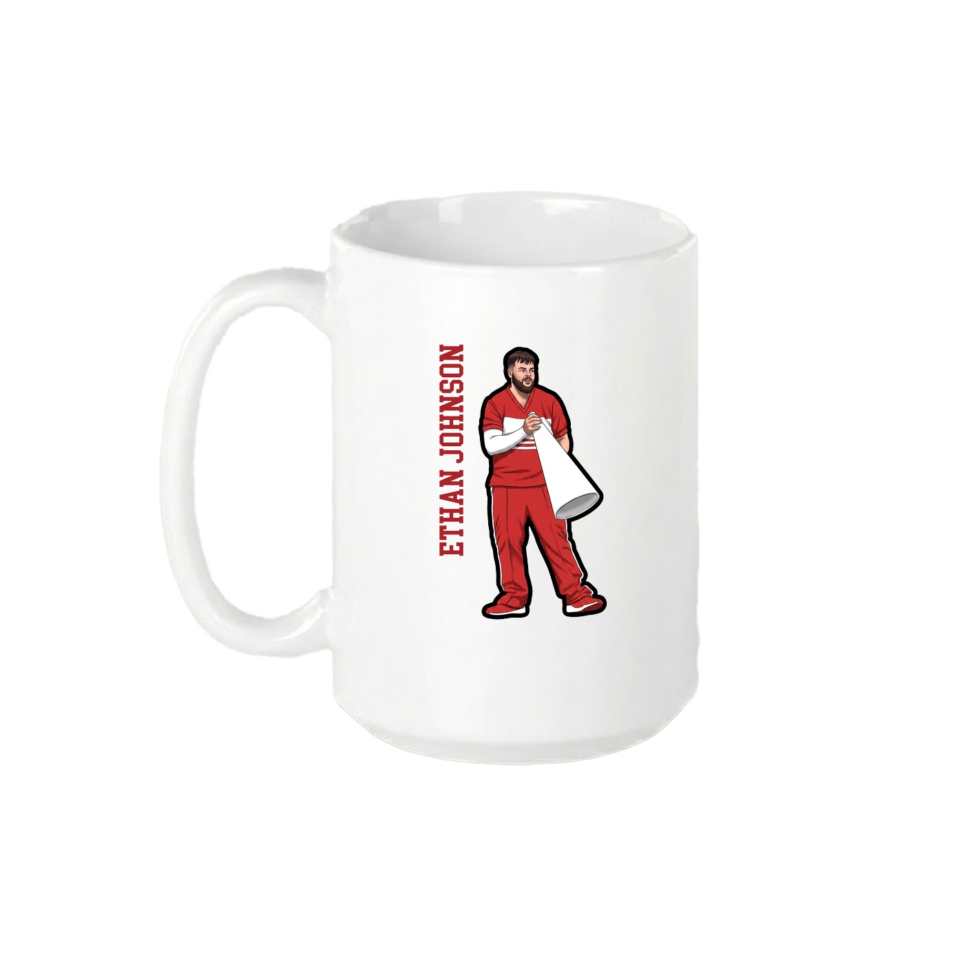 15oz Coffee Mug — Name Vertical in White