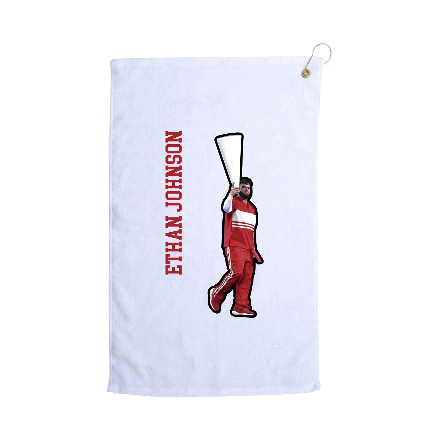 Golf Towel — Name Vertical in White