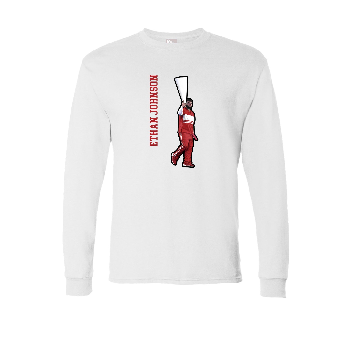 Long Sleeve Tee — Name Vertical in White