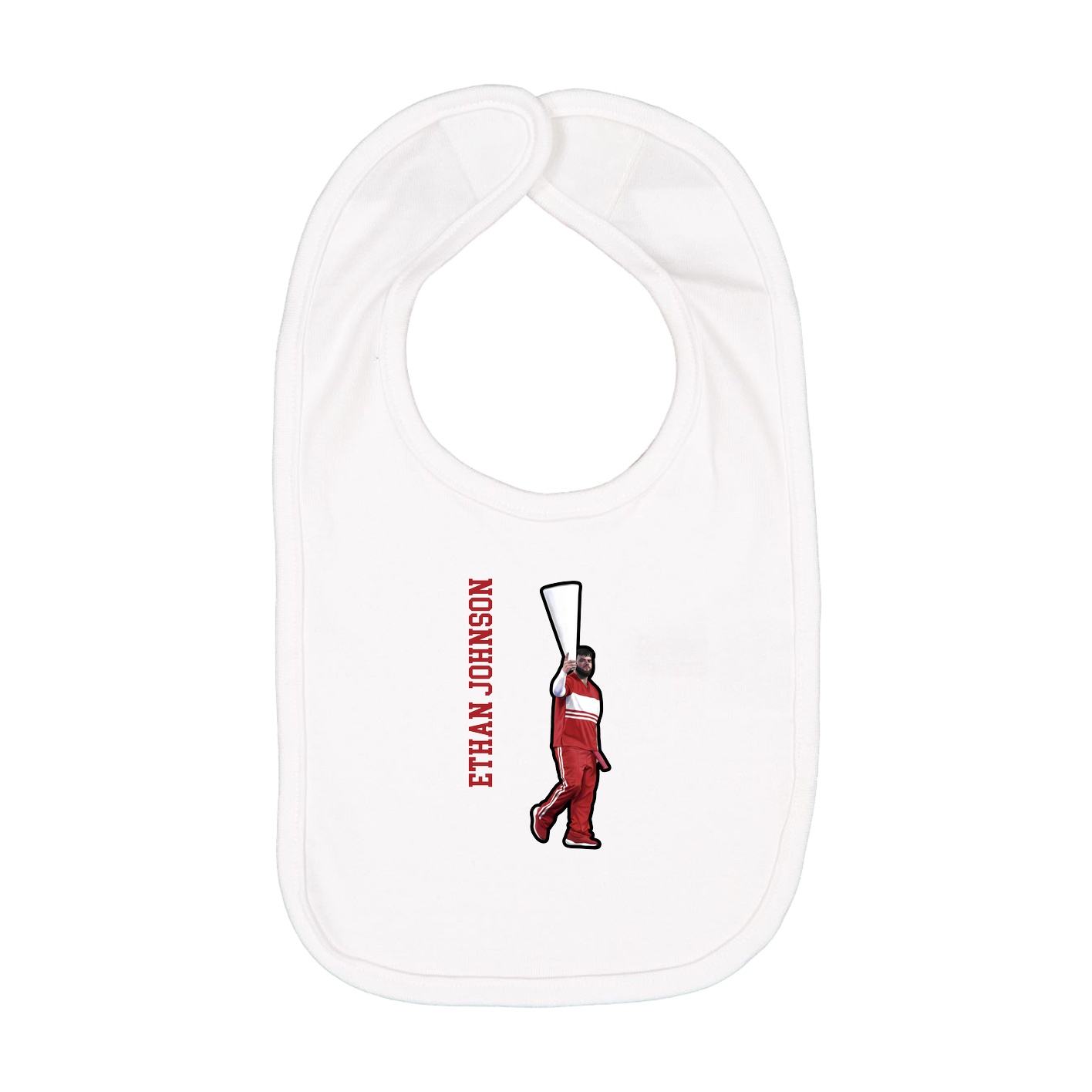 Infant Bib — Name Vertical in White