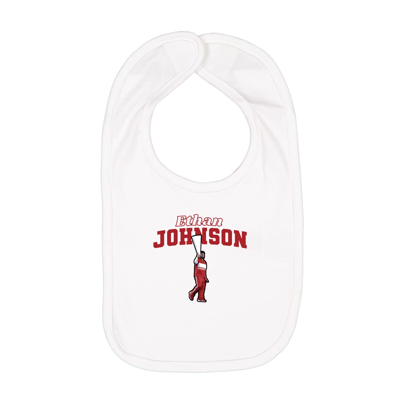 Infant Bib — Name Arch in White