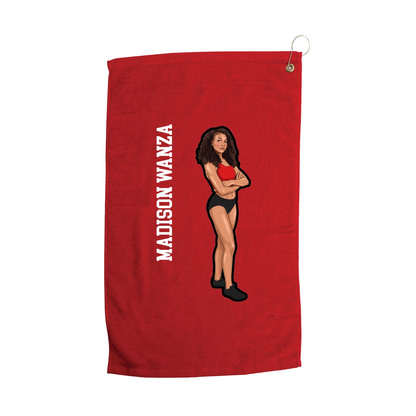Golf Towel — Name Vertical in Red