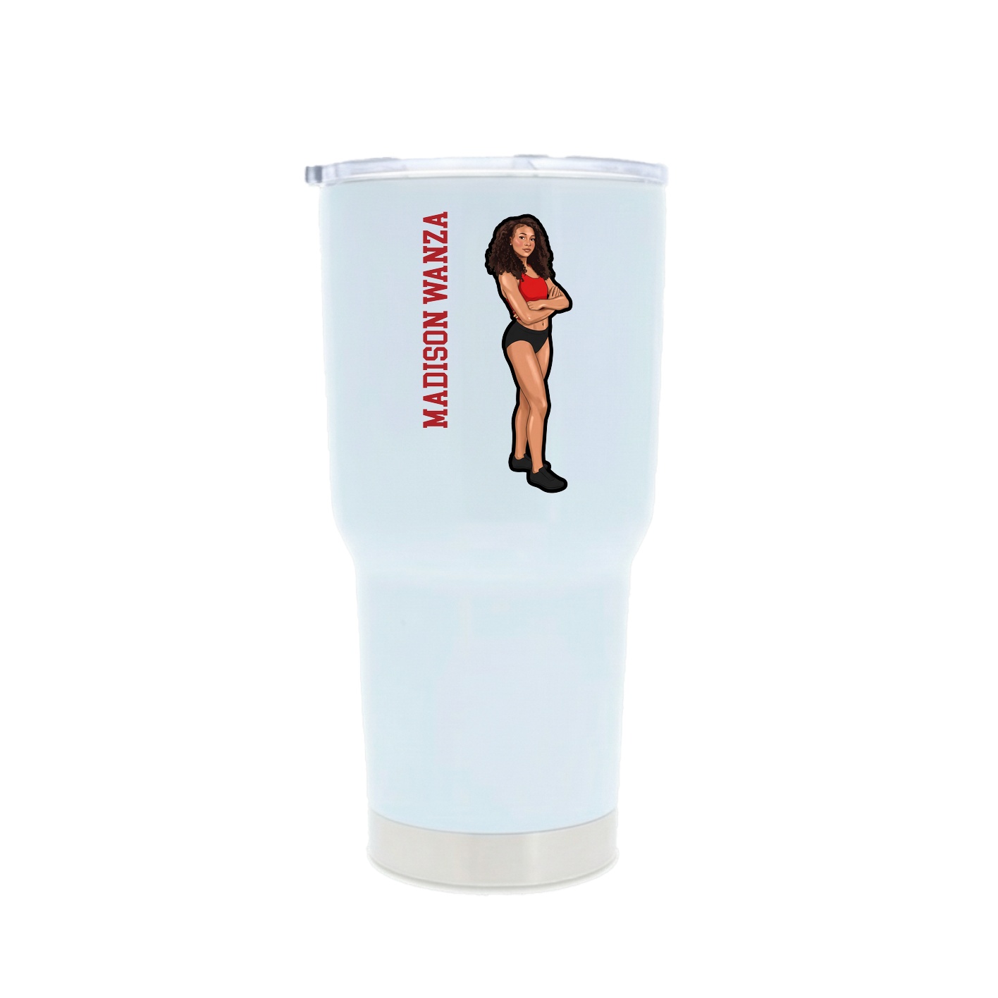 30oz Stainless Steel Tumbler — Name Vertical in White