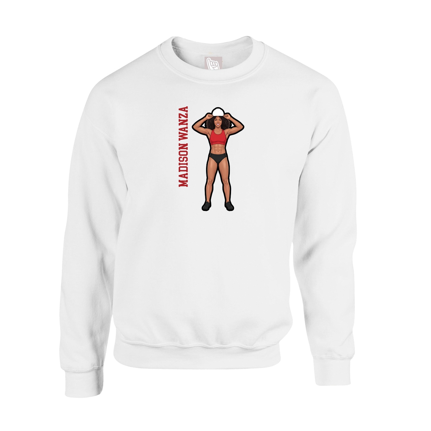 Fleece Crew — Name Vertical in White