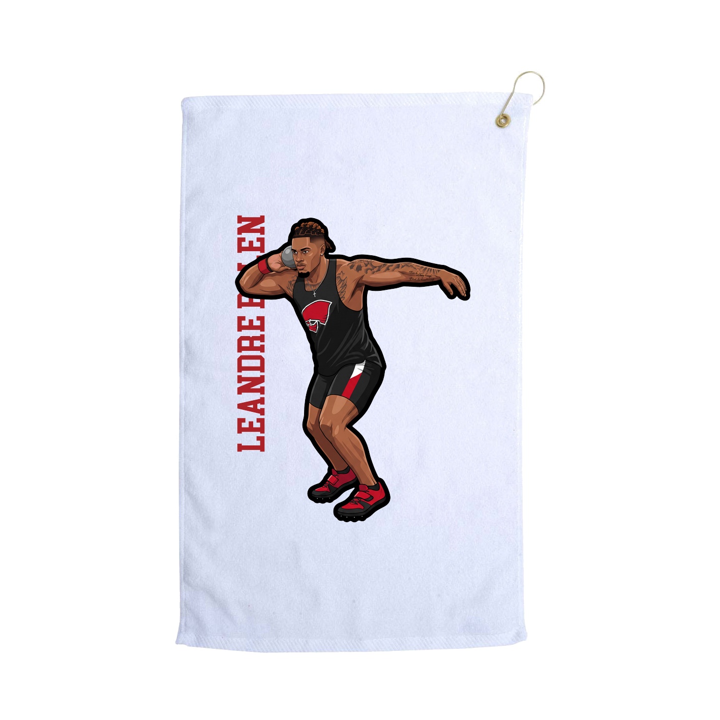 Golf Towel — Name Vertical in White
