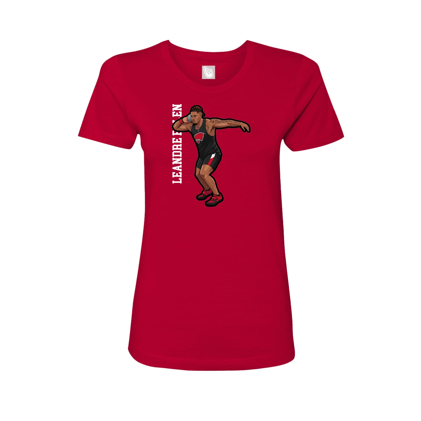 Fitted Women's Tee — Name Vertical in Red