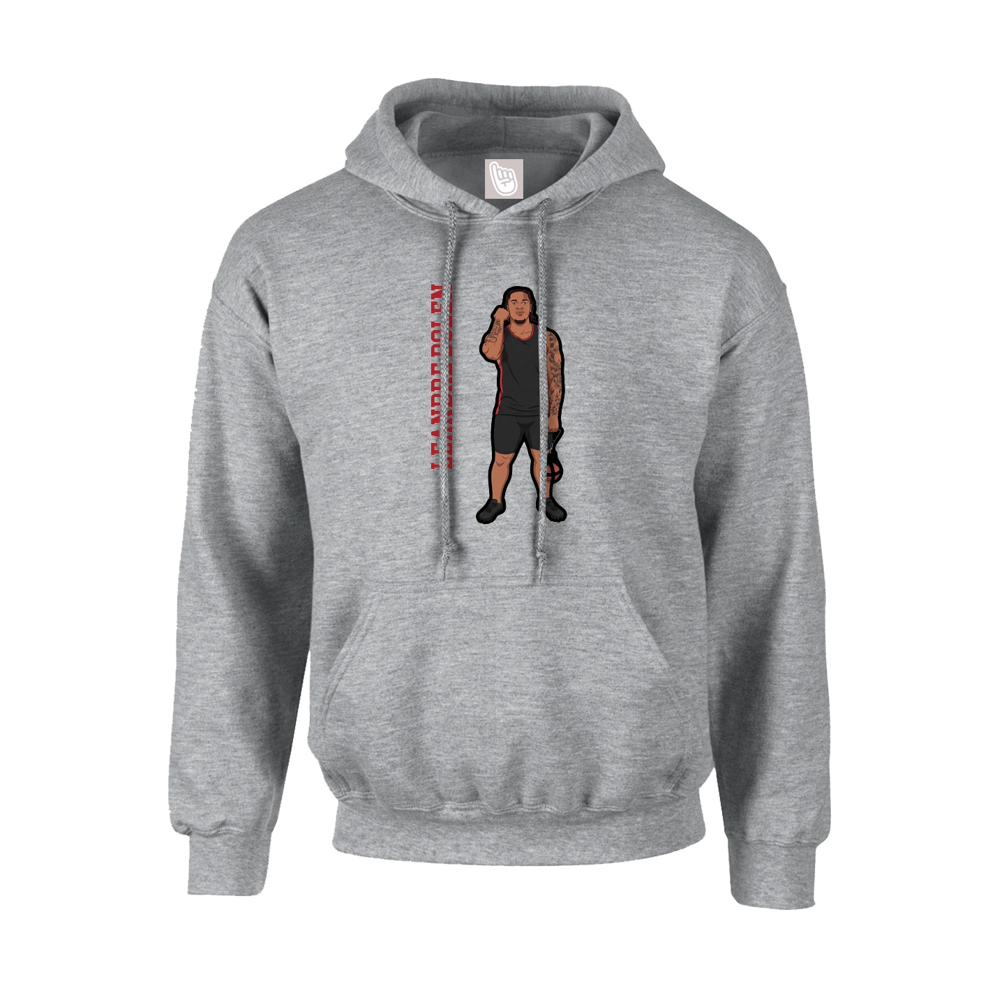Hoodie — Name Vertical in Grey