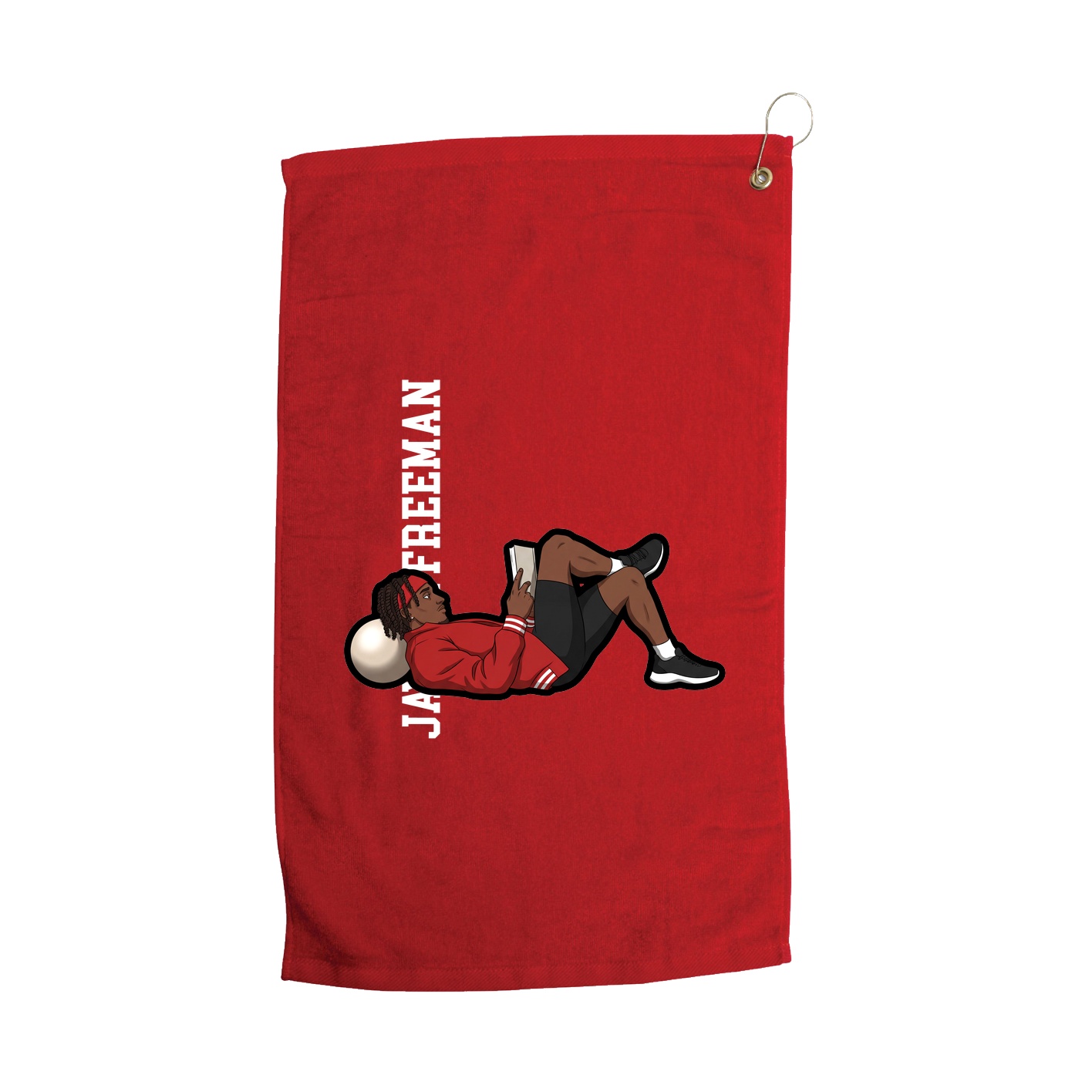 Golf Towel — Name Vertical in Red