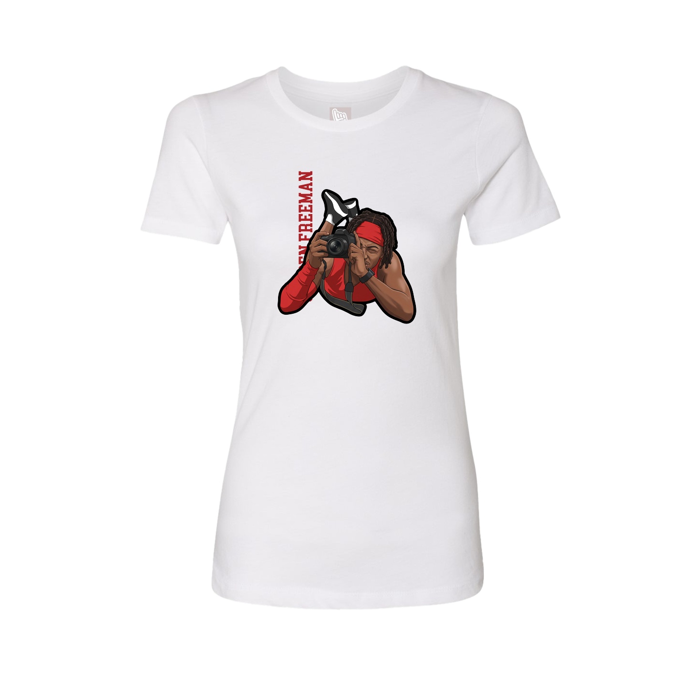 Fitted Women's Tee — Name Vertical in White