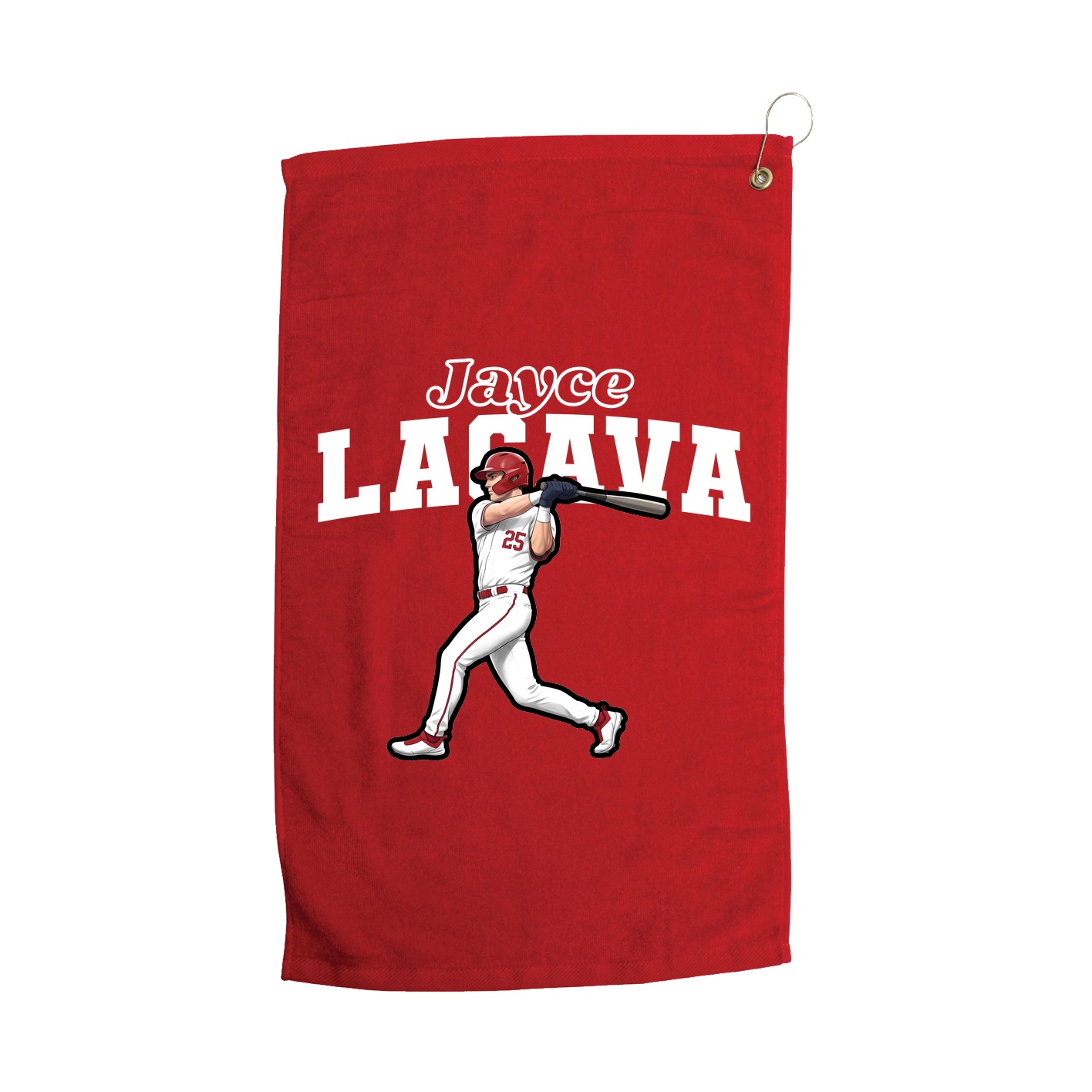 Golf Towel — Name Arch in Red