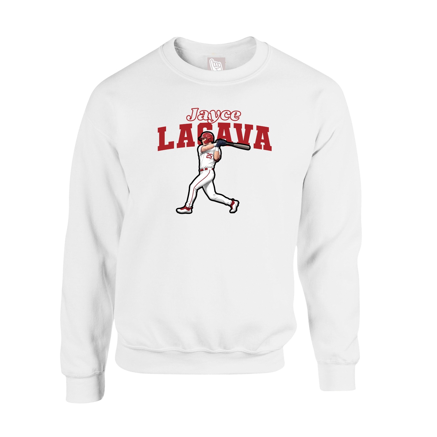 Fleece Crew — Name Arch in White