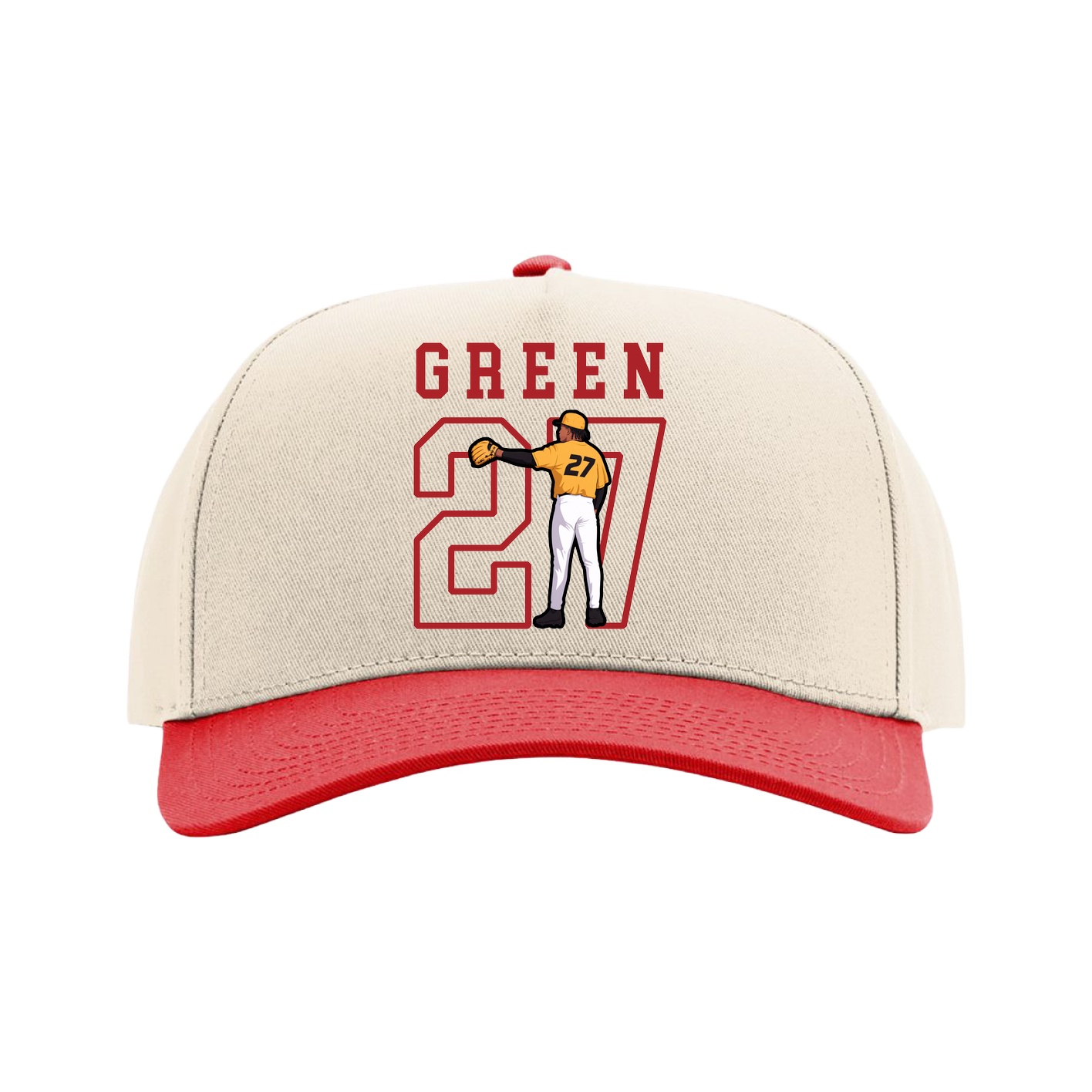 Full Fabric Five-Panel Champ Cap — Shirsey in Cream/Red