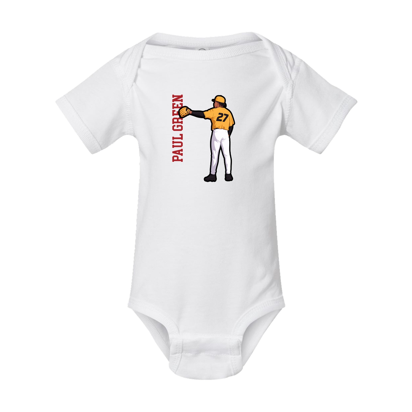 Baby Onesie — Name Vertical in White
