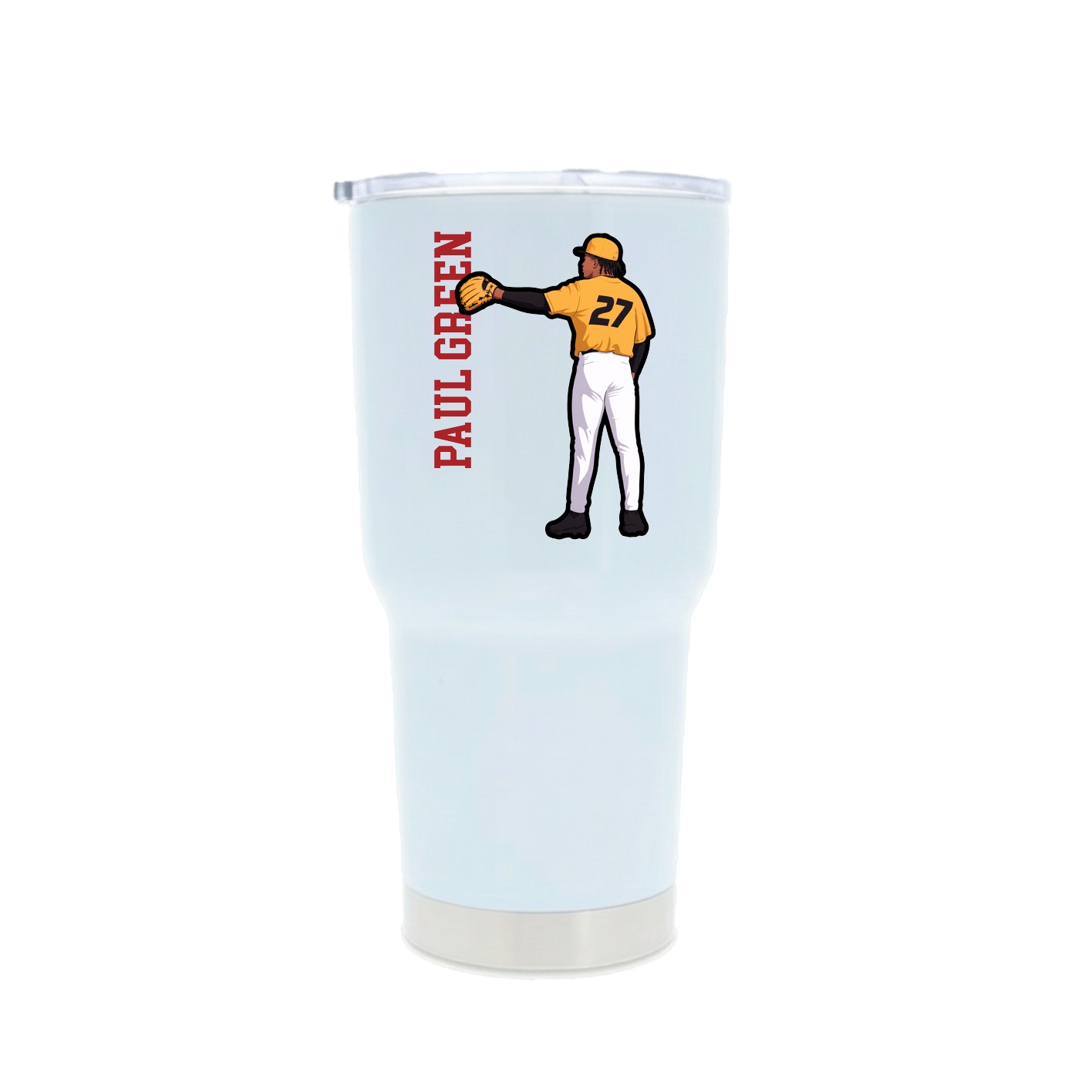 30oz Stainless Steel Tumbler — Name Vertical in White