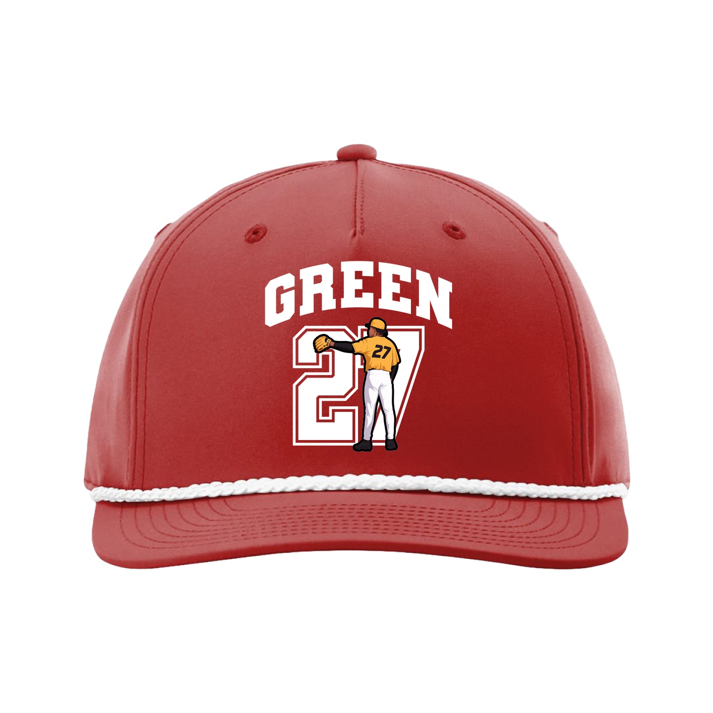 Five-Panel Classic Rope Cap — Number in Red