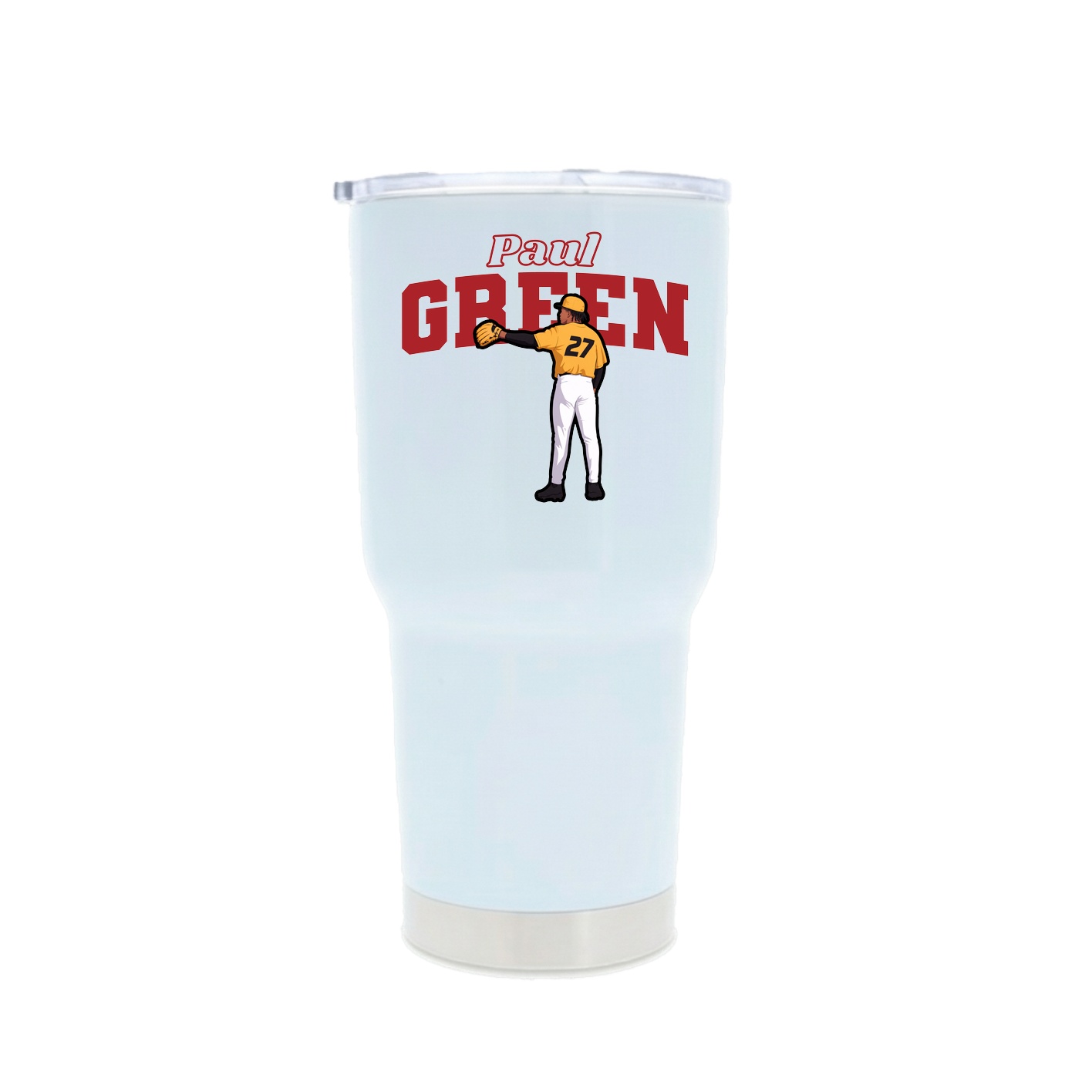 30oz Stainless Steel Tumbler — Name Arch in White