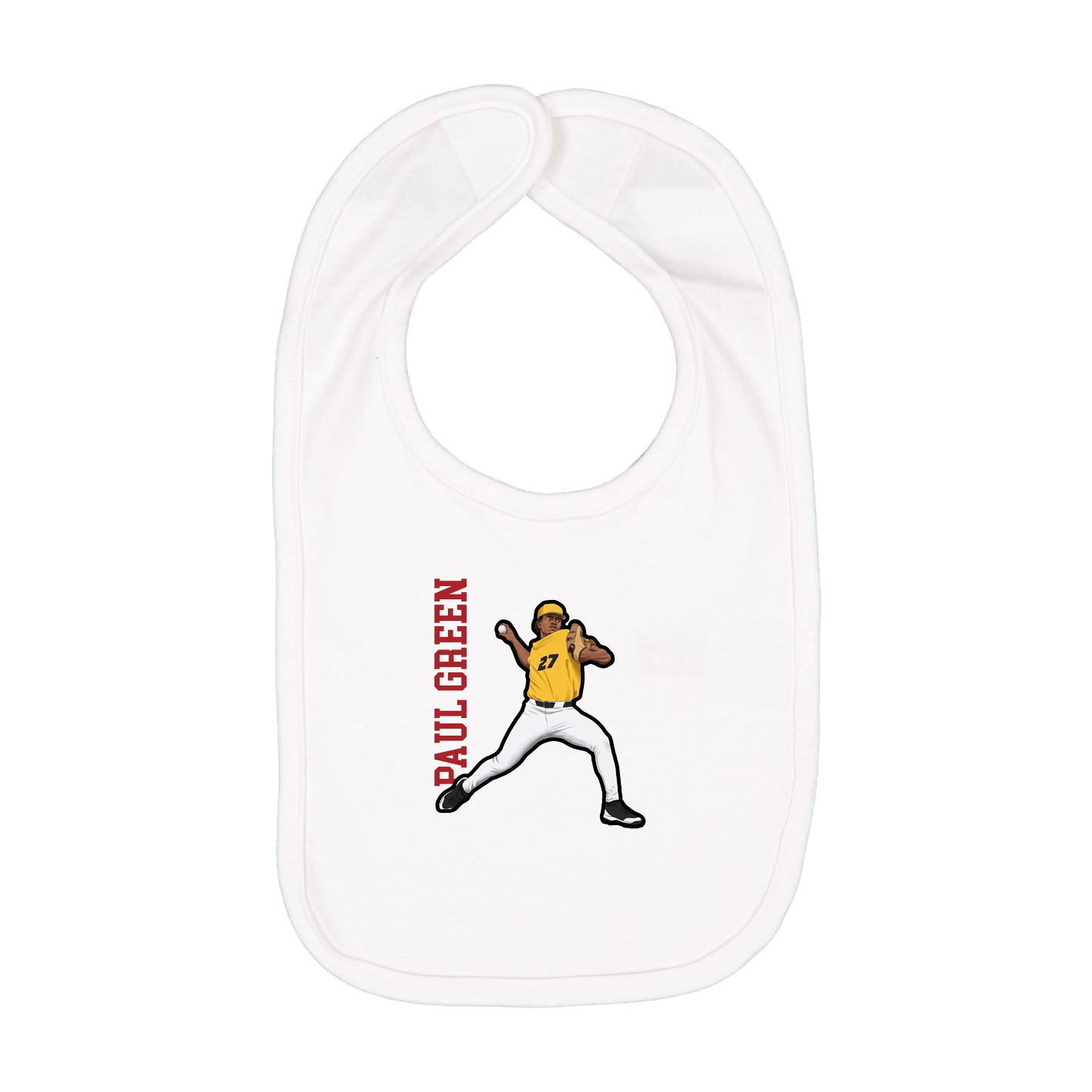 Infant Bib — Name Vertical in White