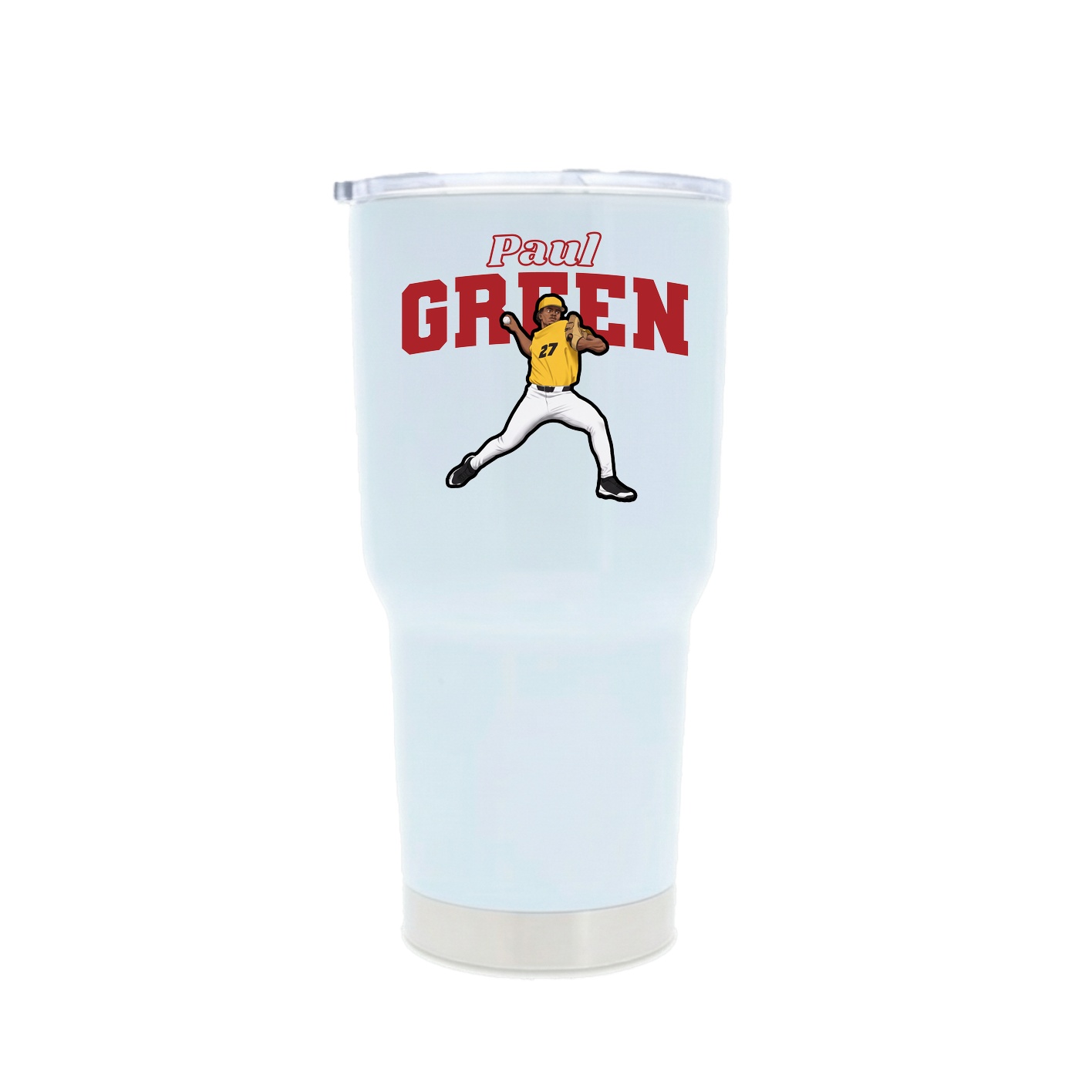30oz Stainless Steel Tumbler — Name Arch in White