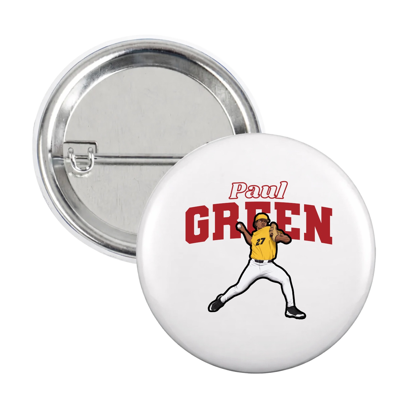 Game Day Button — Name Arch in White