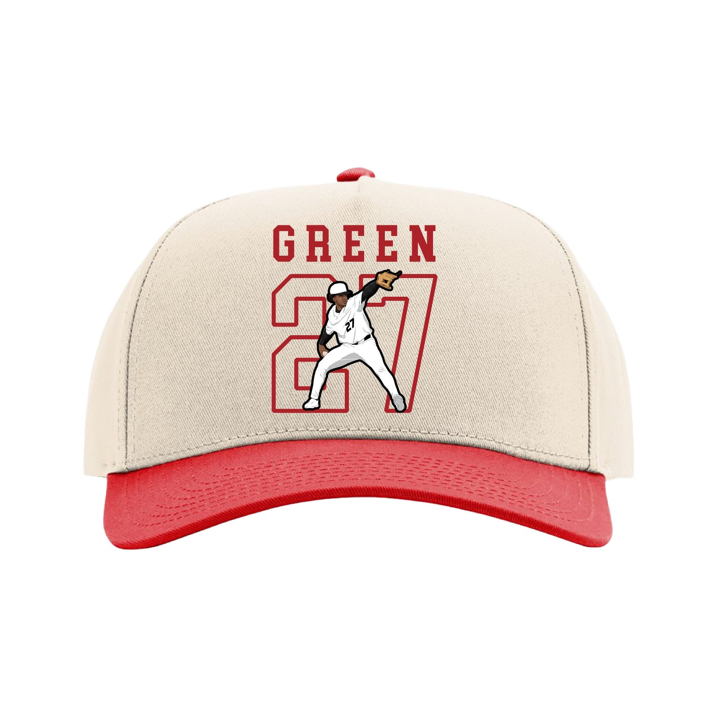 Full Fabric Five-Panel Champ Cap — Shirsey in Cream/Red
