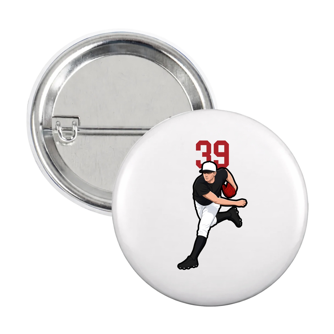 Game Day Button — Number Top in White