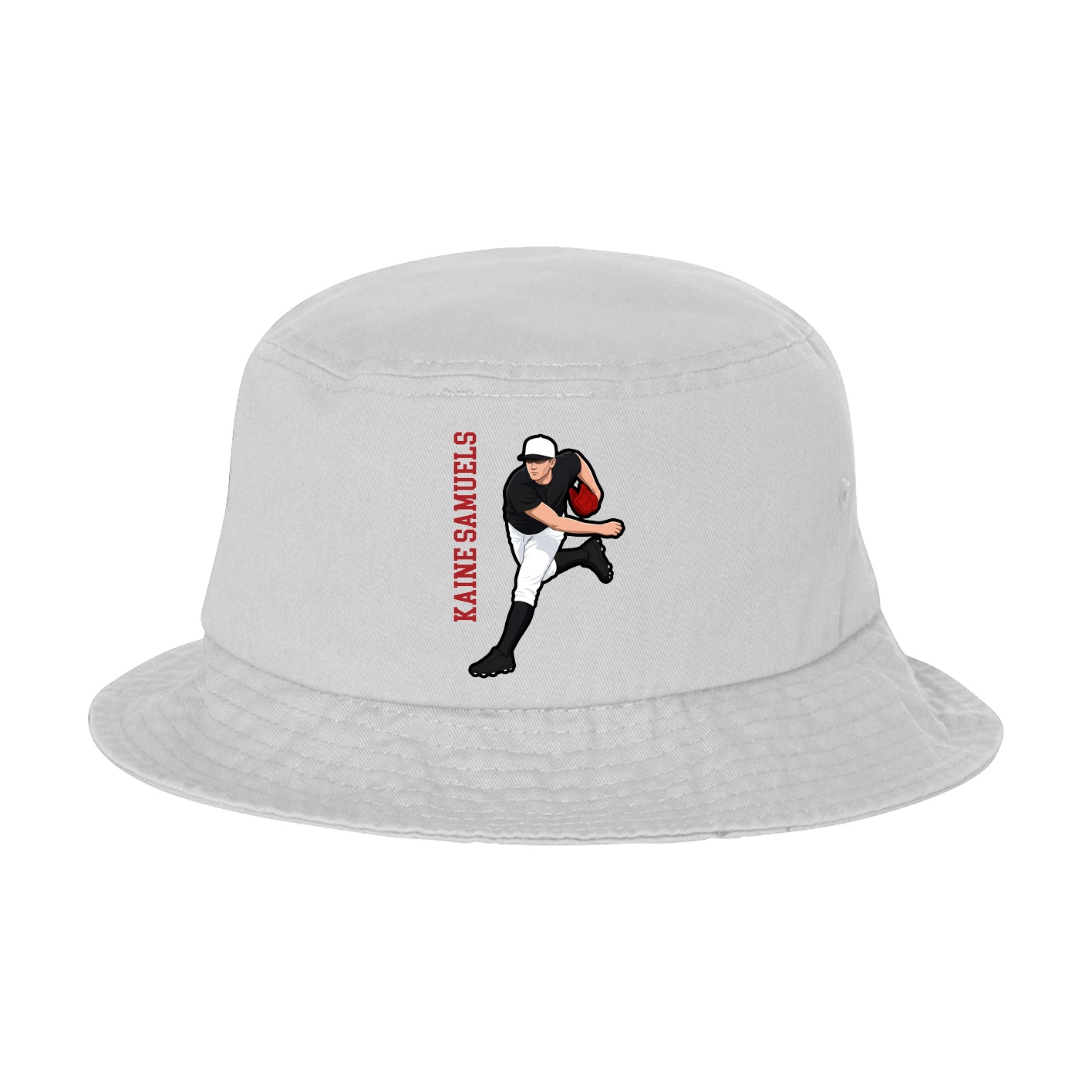 Bucket Cap — Name Vertical in White
