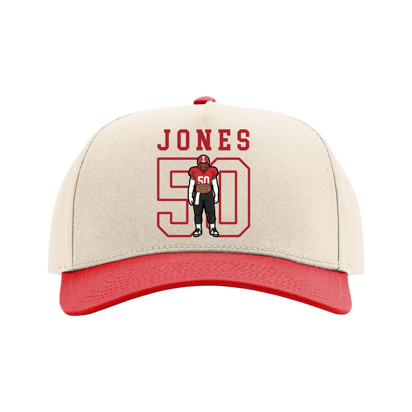 Full Fabric Five-Panel Champ Cap — Shirsey in Cream/Red