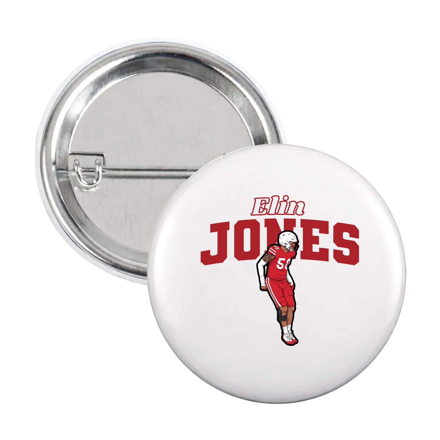 Game Day Button — Name Arch in White
