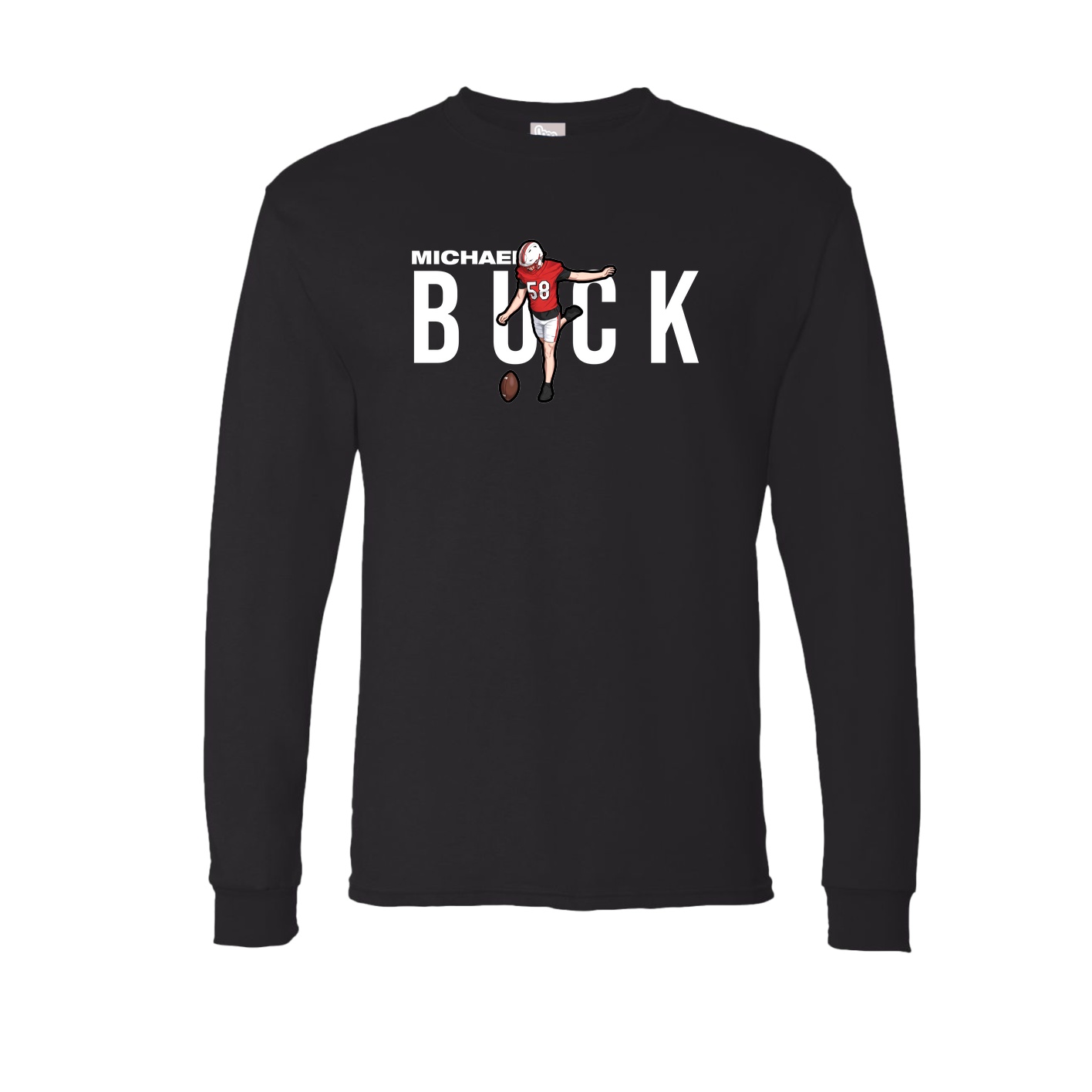Long Sleeve Tee — Player Name in Black