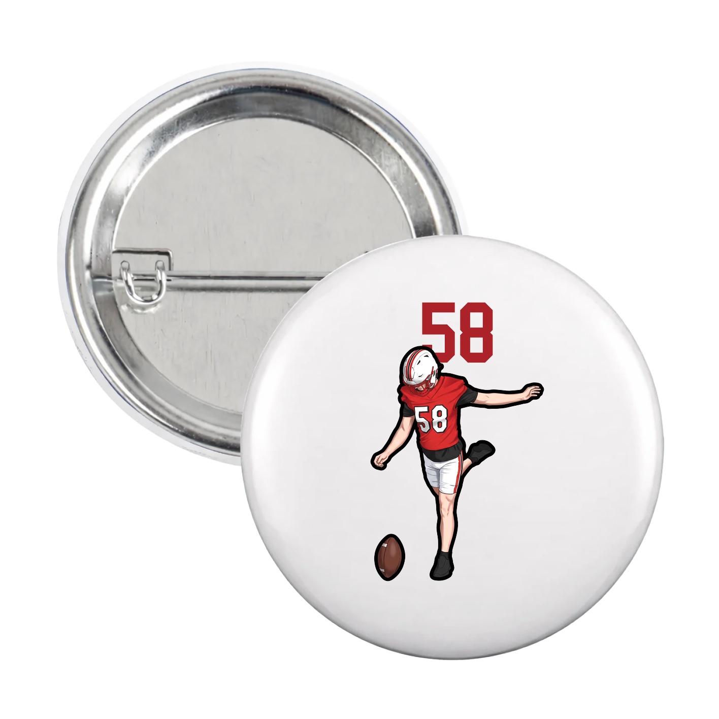 Game Day Button — Number Top in White