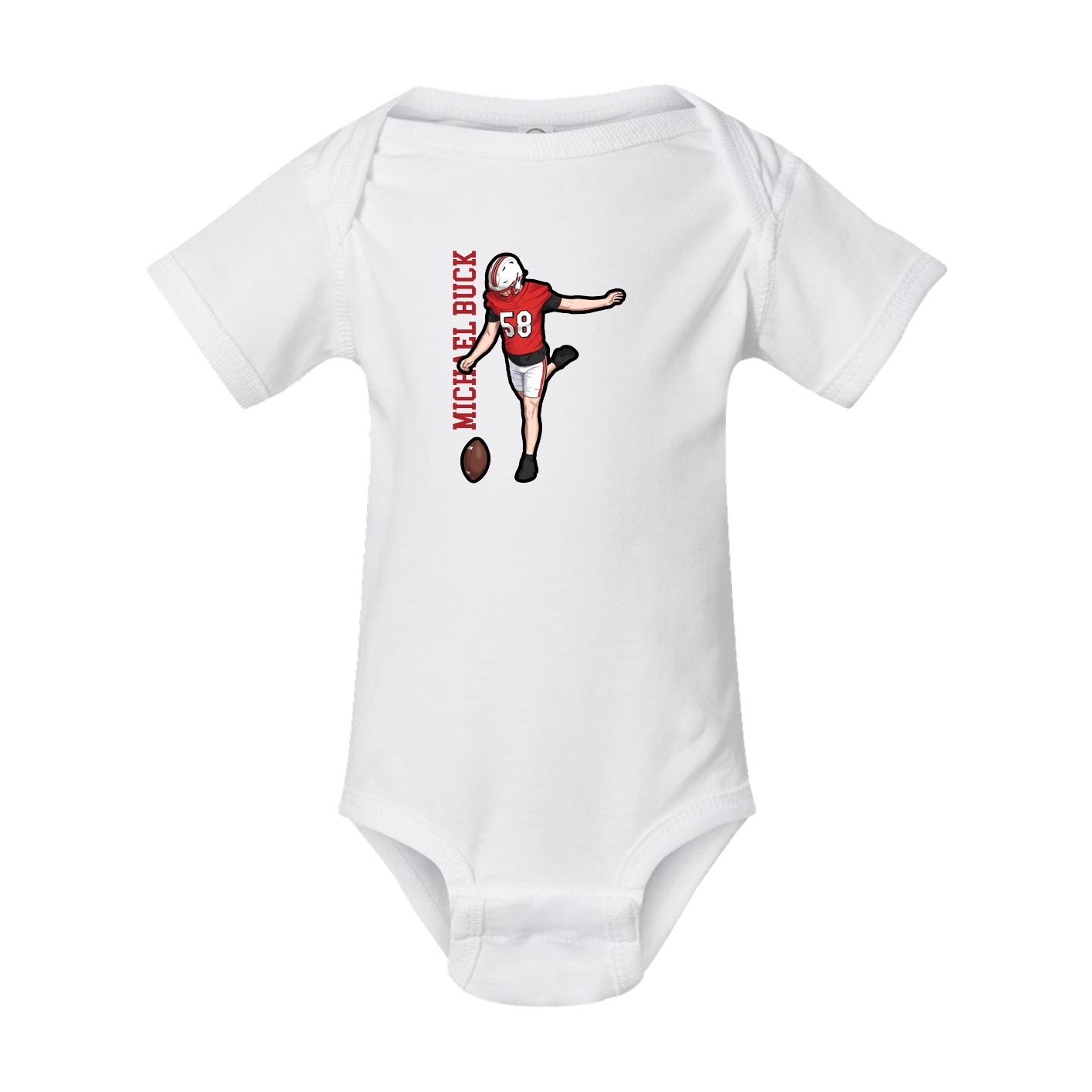 Baby Onesie — Name Vertical in White