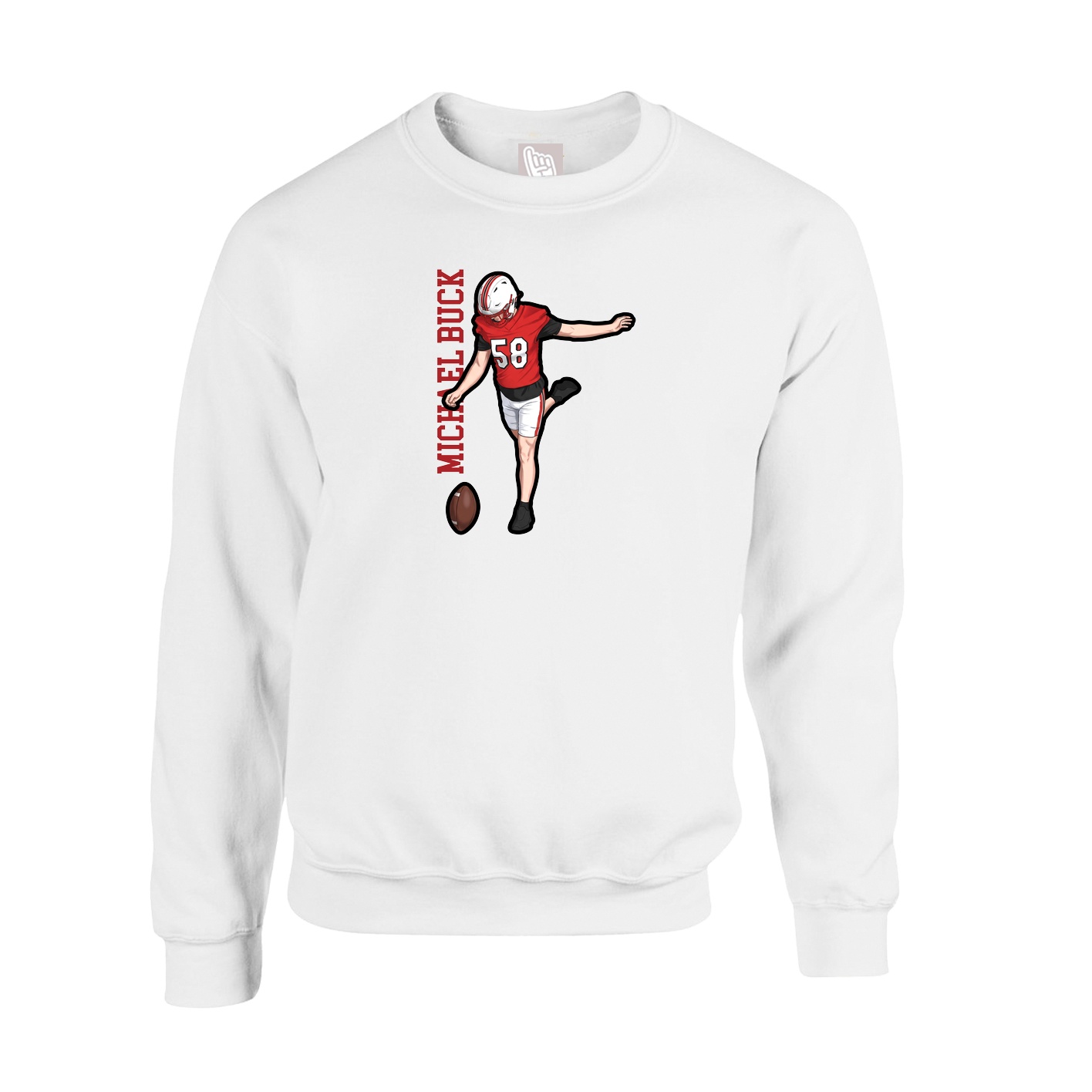 Fleece Crew — Name Vertical in White