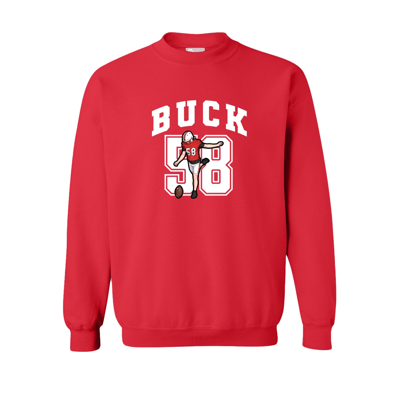 Fleece Crew — Number in Red